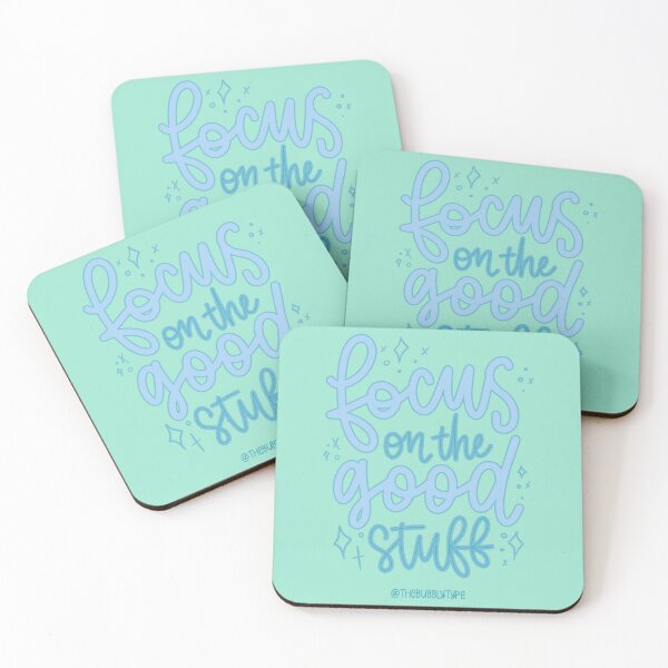 Item preview, Focus on the Good Stuff - Positive Quote - Green Blue designed and sold by TheBubblyType.