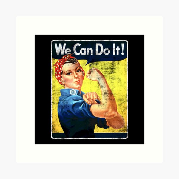 Retro Rosie the Riveter Vintage Poster Wall Art Print Home Feminist 40's Lady