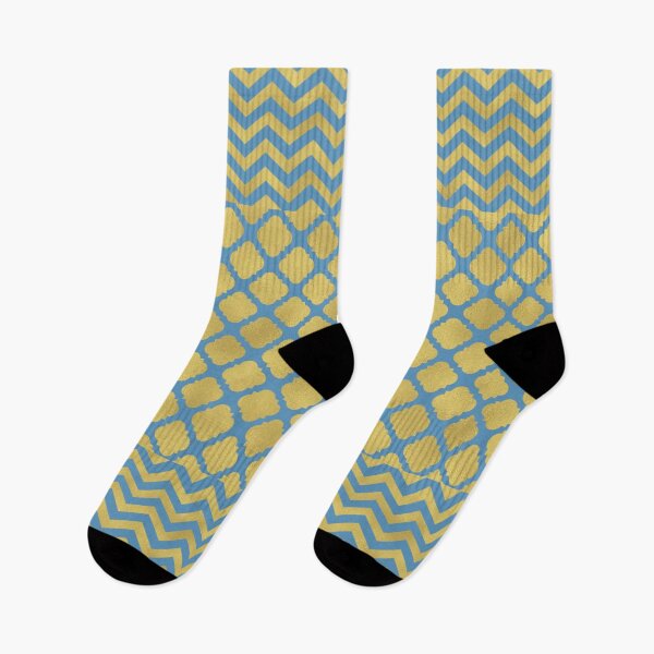 Item preview, Gold Foil Faux Flake Bohemian Zig Zag Esoteric Chevron Pattern Print Elegant Vintage Cornflower Blue Periwinkle  designed and sold by Shayna Westfall.