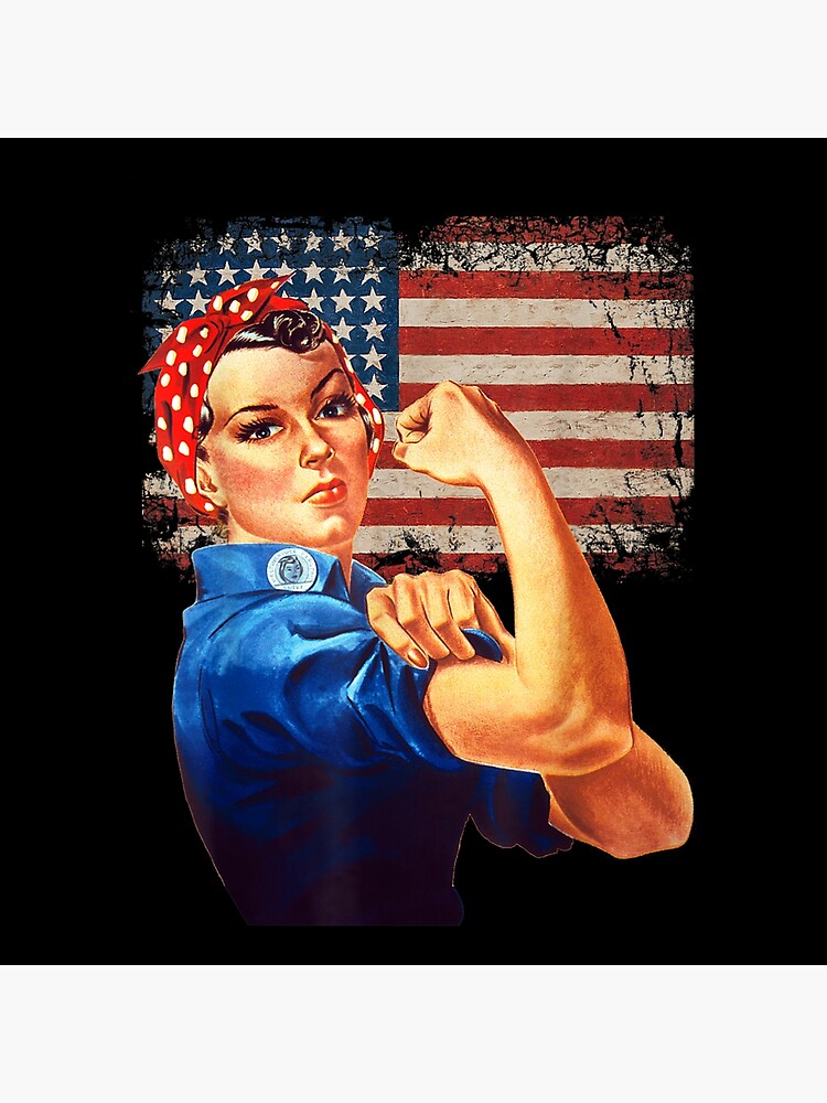 Discover Rosie the Riveter American Flag Usa Rosie the Riveter Premium Matte Vertical Poster