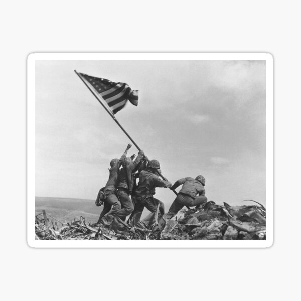 High-resolution US Marines raising the U.S. flag Sticker