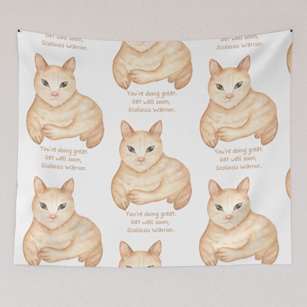 Item preview, Get Well Soon Scoliosis Warrior Cat Card designed and sold by hopescoliosis.