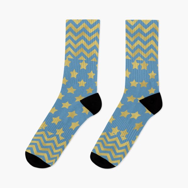 Item preview, Gold Foil Faux Flake Stars Bohemian Zig Zag Esoteric Chevron Pattern Print Elegant Vintage Cornflower Blue Periwinkle  designed and sold by Shayna Westfall.