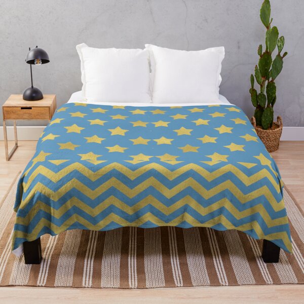 Item preview, Gold Foil Faux Flake Stars Bohemian Zig Zag Esoteric Chevron Pattern Print Elegant Vintage Cornflower Blue Periwinkle designed and sold by Shayna Westfall.