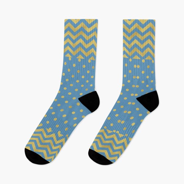 Item preview, Gold Foil Faux Flake Polka Dots Bohemian Zig Zag Esoteric Chevron Pattern Print Elegant Vintage Cornflower Blue Periwinkle  designed and sold by Shayna Westfall.
