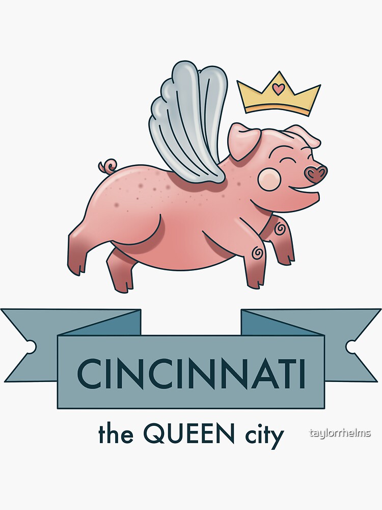 "Flying Pig Cincinnati The Queen City" Sticker for Sale by taylorrhelms