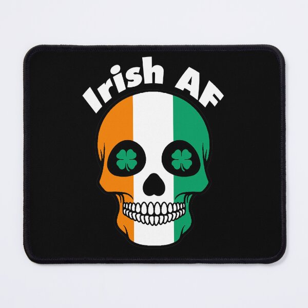 Item preview, Irish AF, Happy St. Paddy's Day, Irish Flag Skull with Four Leaf Clovers designed and sold by GreenCarbon2112.