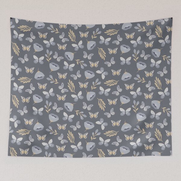 Item preview, Gray Butterflies and wildflower designed and sold by FunnyChameleon.