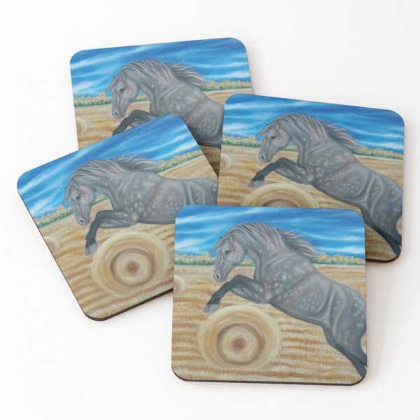 Item preview, Dapple grey horse jumping designed and sold by horseaddicted.