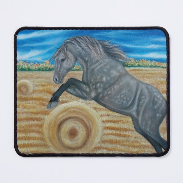 Item preview, Dapple grey horse jumping designed and sold by horseaddicted.
