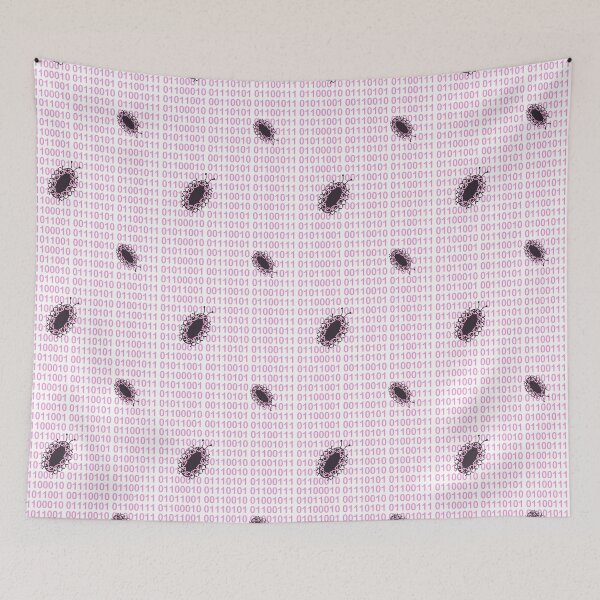 Item preview, Y2K Bug on Pink Binary Code designed and sold by mixMixtli.