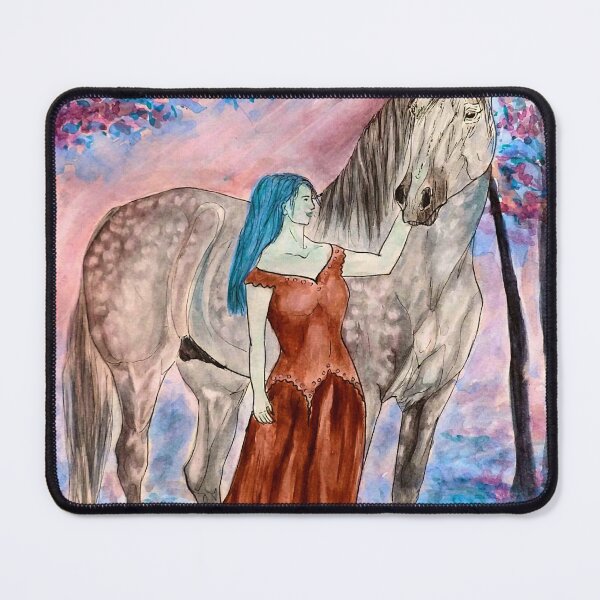 Item preview, Blue forest horse and woman designed and sold by horseaddicted.