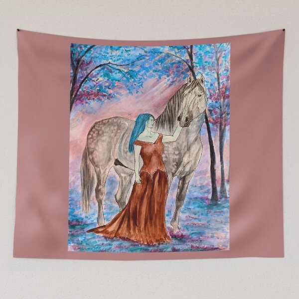Item preview, Blue forest horse and woman designed and sold by horseaddicted.