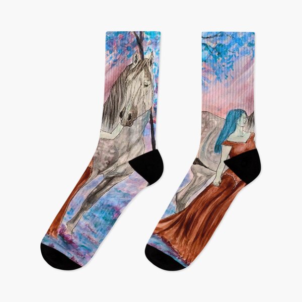 Item preview, Blue forest horse and woman designed and sold by horseaddicted.