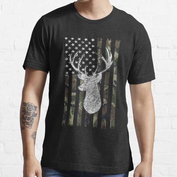 Whitetail Buck Deer Hunting American Camouflage USA Flag Essential  T-Shirt for Sale by zacben