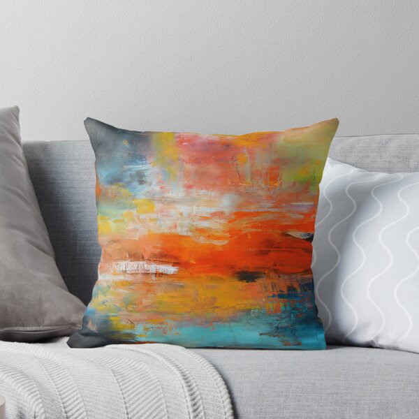 Item preview, Red abstract sunset landscape painting designed and sold by AndradaArt.