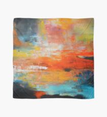 Red abstract sunset landscape painting Scarf