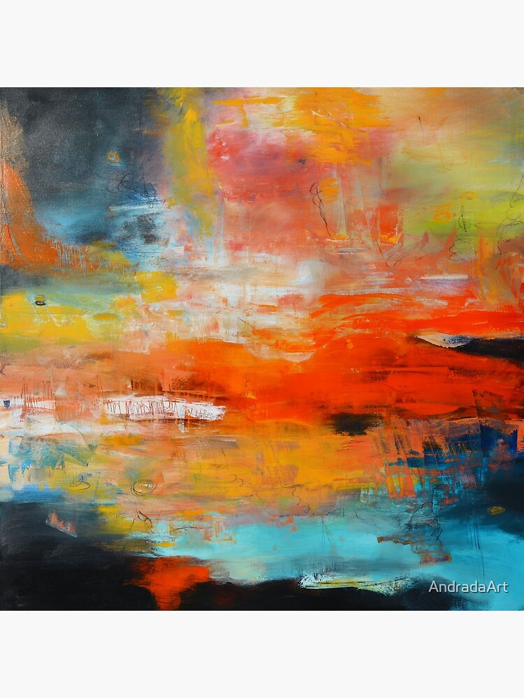 Red abstract sunset landscape painting by AndradaArt