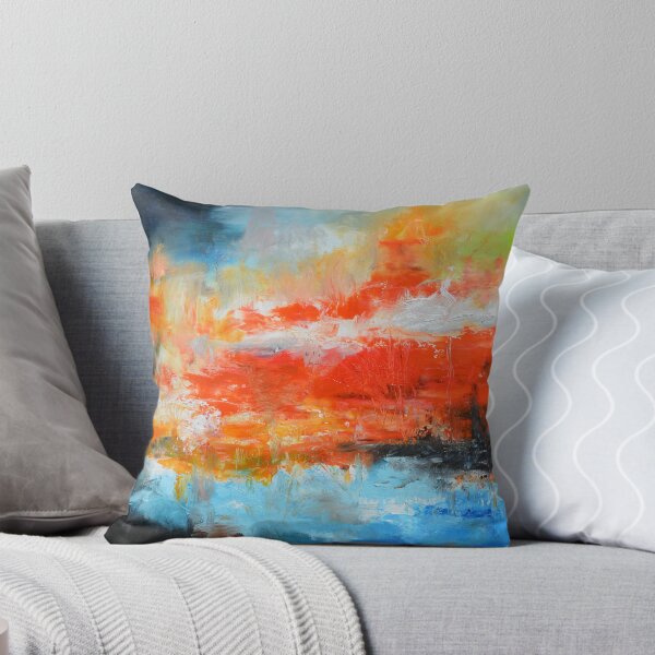 Item preview, Red blue  abstract landscape  designed and sold by AndradaArt.