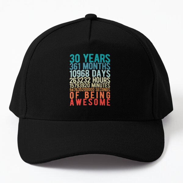 30th Birthday Gift Baseball Cap Hat Idea Present keepsake for Women Men
