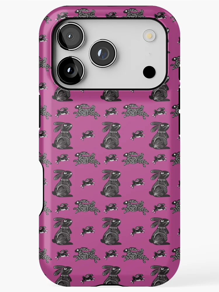 Thumbnail 1 of 4, iPhone Case, Black Rabbits pattern designed and sold by CameleonDesign.