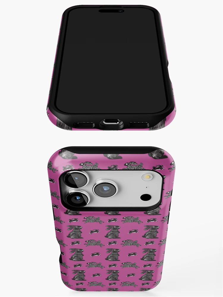 Thumbnail 3 of 4, iPhone Case, Black Rabbits pattern designed and sold by CameleonDesign.