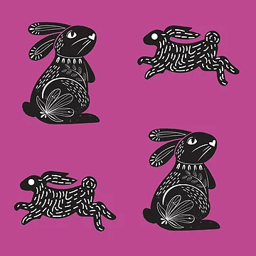 Artwork thumbnail, Black Rabbits pattern by CameleonDesign
