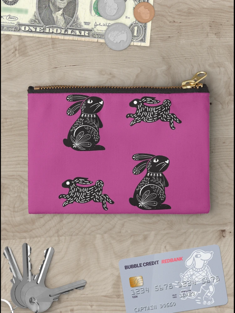 Thumbnail 3 of 4, Zipper Pouch, Black Rabbits pattern designed and sold by CameleonDesign.