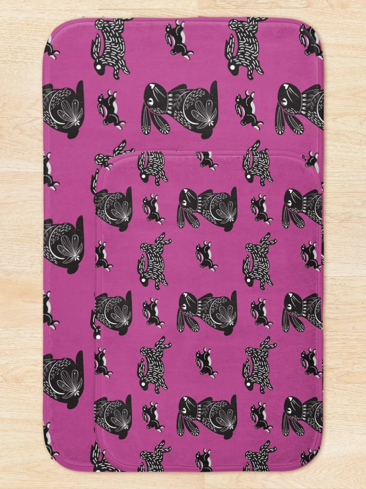 Thumbnail 5 of 6, Bath Mat, Black Rabbits pattern designed and sold by CameleonDesign.