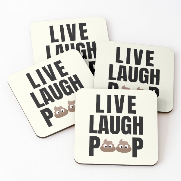 Artikelvorschau, Live Laugh Poop - Schwarz-Weiß-Retro-Typografie | Lustiges humorvolles Meme entworfen und verkauft von Delandor.