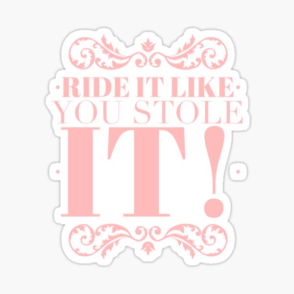 Autocollant Vinyle Décoratif 'Ride It Like You Stole It' – Blanc – Transfert Adhésif – Taille Y7-1.50