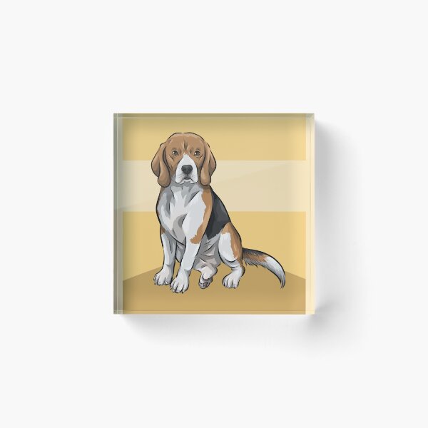Item preview, Cute Tri-Colour Beagle Dog | Yellow Background designed and sold by shirinsart.