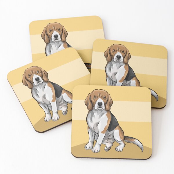 Item preview, Cute Tri-Colour Beagle Dog | Yellow Background designed and sold by shirinsart.