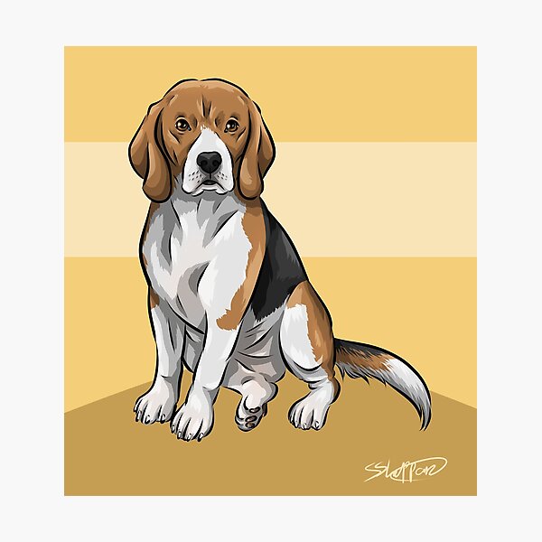 Item preview, Cute Tri-Colour Beagle Dog | Yellow Background designed and sold by shirinsart.