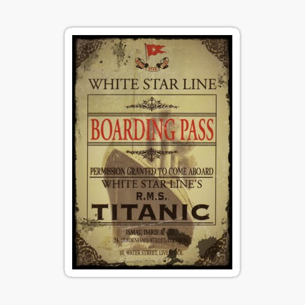 Vintage Image Titanic Pass Sticker