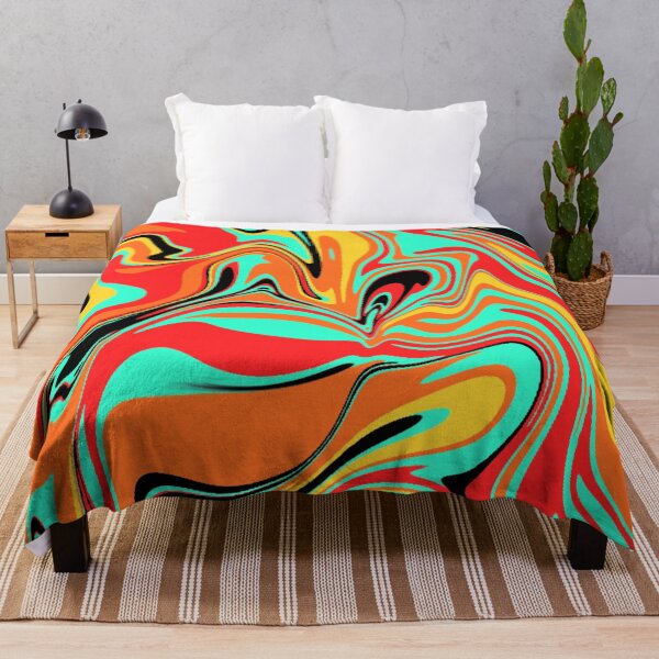Item preview, Arte líquido abstracto vibrante naranja, rojo, amarillo y azul designed and sold by quinellie.