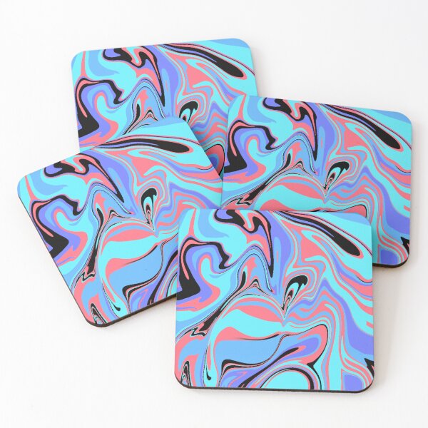 Item preview, Abstract Pastel Pink, Blue and Black Liquid Art  designed and sold by quinellie.
