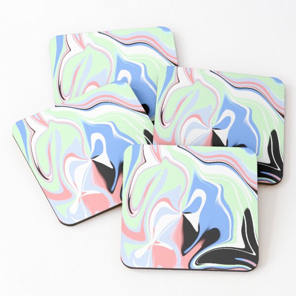 Item preview, Abstract Pastel Pink, Blue and Green Liquid Art  designed and sold by quinellie.
