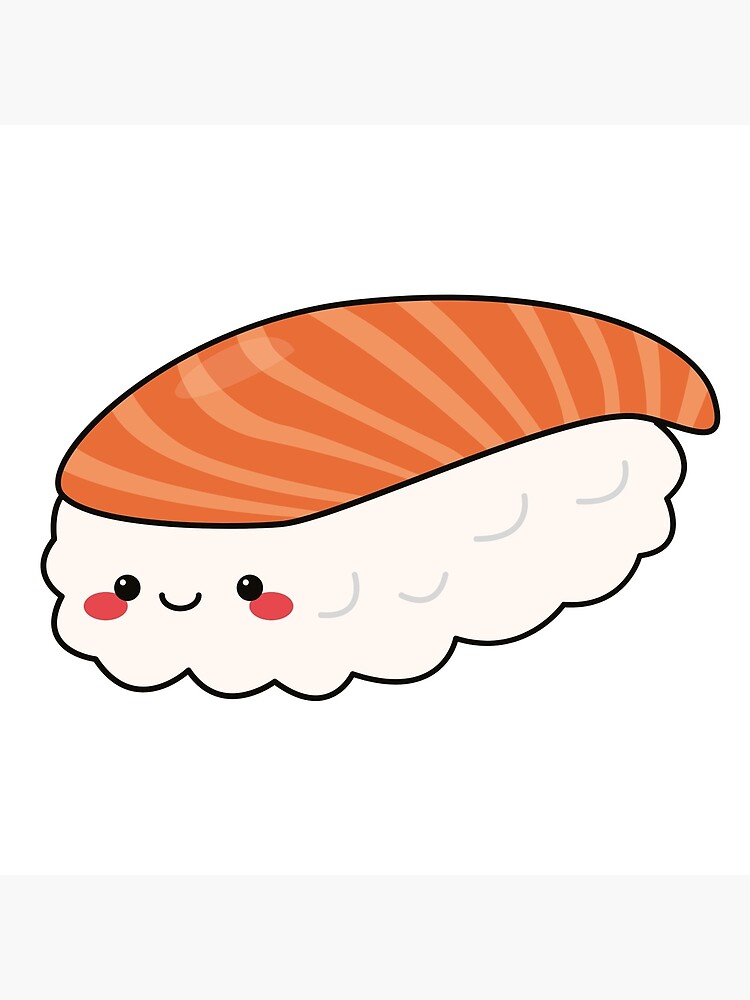 Salmon Nigiri Sushi Cute Sticker Kawaii Poster For Sale By Mochimart