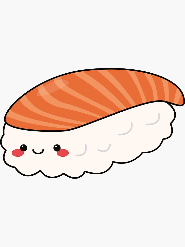 Salmon Nigiri Sushi Cute Sticker Kawaii Sticker By Mochimart Redbubble