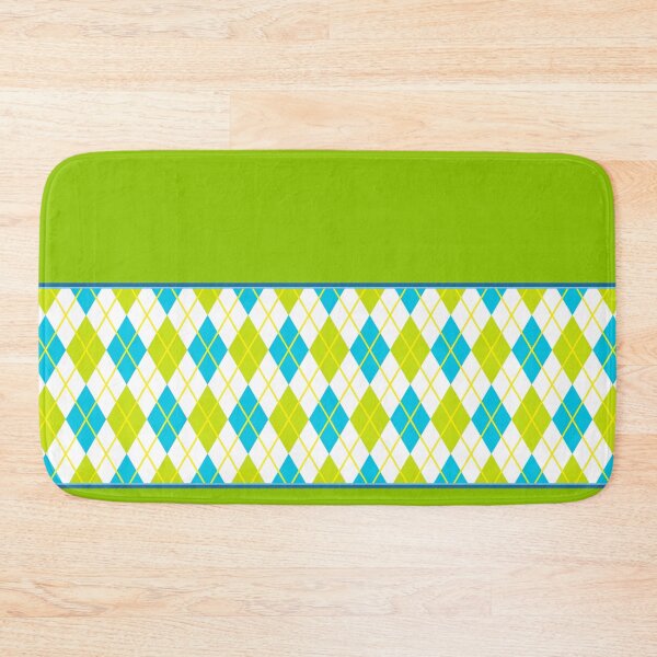 Item preview, Argyle Pattern Print Gold Aqua Blue White Green Lime Vintage Retro Atomic Age Mid Mod Golf Punk designed and sold by Shayna Westfall.
