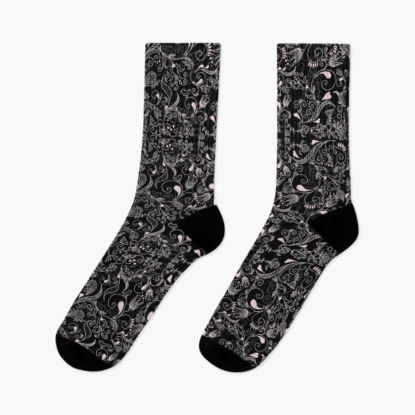 Item preview, Pink And Black Swirly Floral Pattern designed and sold by RihabPrint.