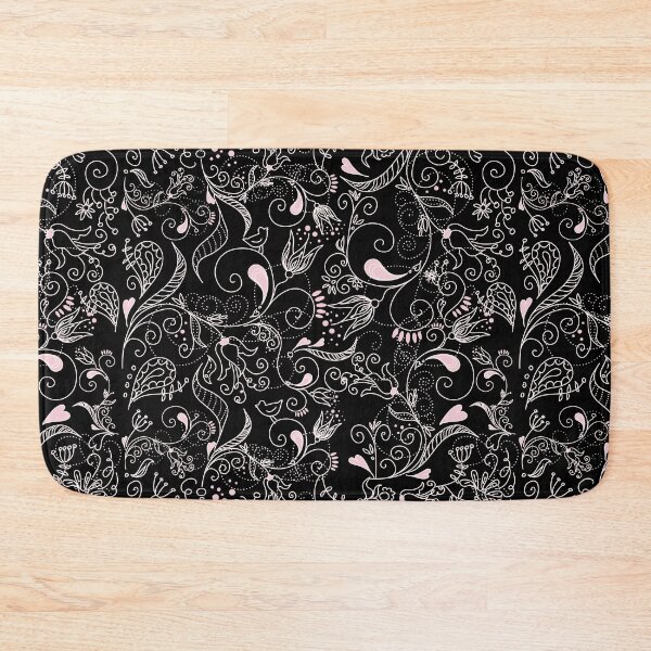 Item preview, Pink And Black Swirly Floral Pattern designed and sold by RihabPrint.