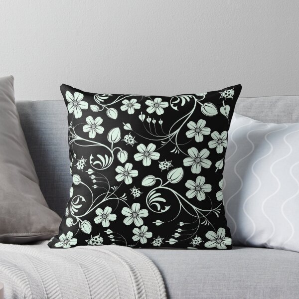 Item preview, Green Ladybug And Black Swirly Floral Pattern designed and sold by RihabPrint.