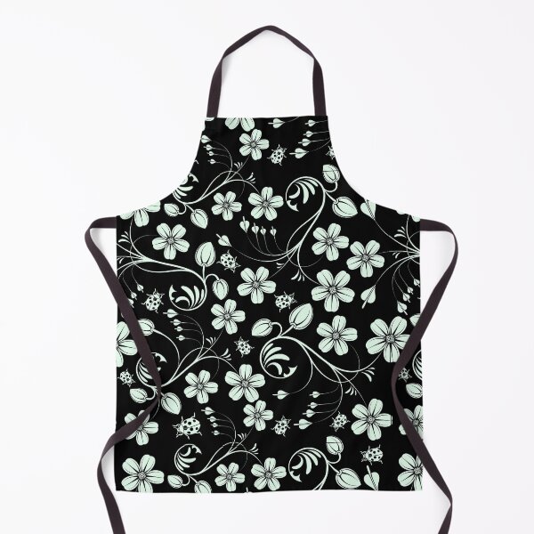 Item preview, Green Ladybug And Black Swirly Floral Pattern designed and sold by RihabPrint.