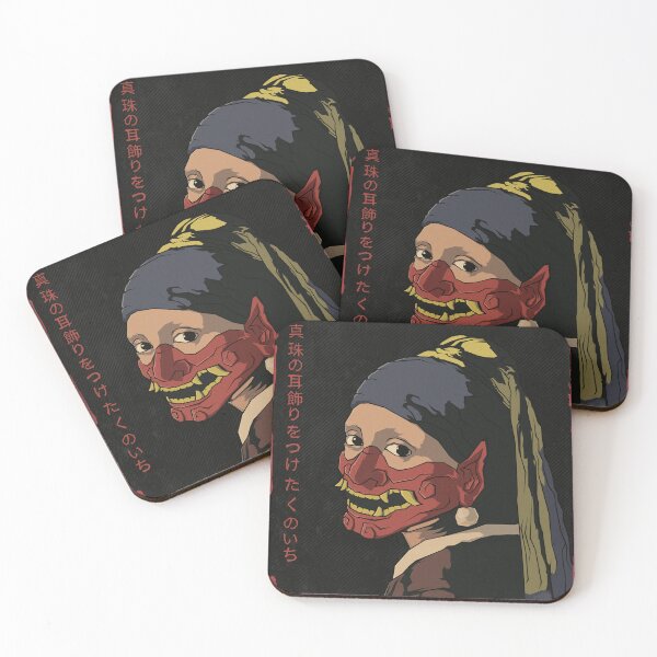Item preview, Oni Masked Kunoichi Girl with a Pearl Ear Rings designed and sold by MythoCulture.