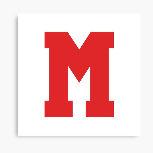 alphabet red m sports letter m canvas print by thecultstuff redbubble