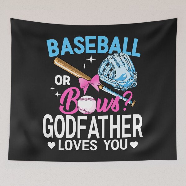 Item preview, Baseball Or Bows Godfather Loves You Gender Reveal Pink Blue Long Sleeve designed and sold by marcipattysk1i.