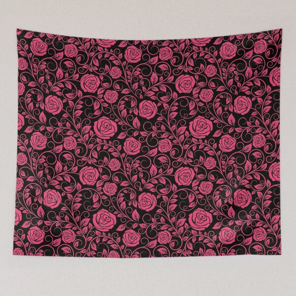 Item preview, Rose Flower Black Swirly Floral Pattern designed and sold by RihabPrint.