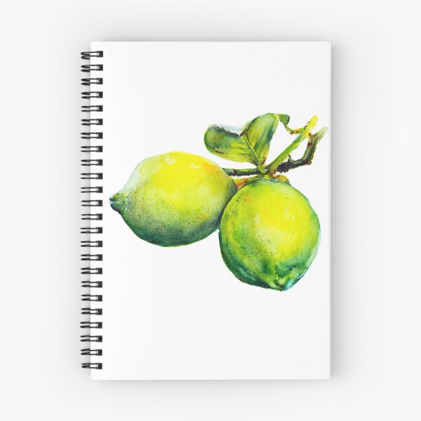 Item preview, Two bright yellow-green lemons with foliage on a white background. Watercolor. designed and sold by viktoriagam.